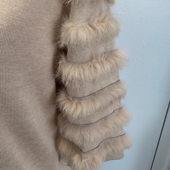 Silk & cashmere rabbit fur sleeve soft sweater - Picture 2 of 4